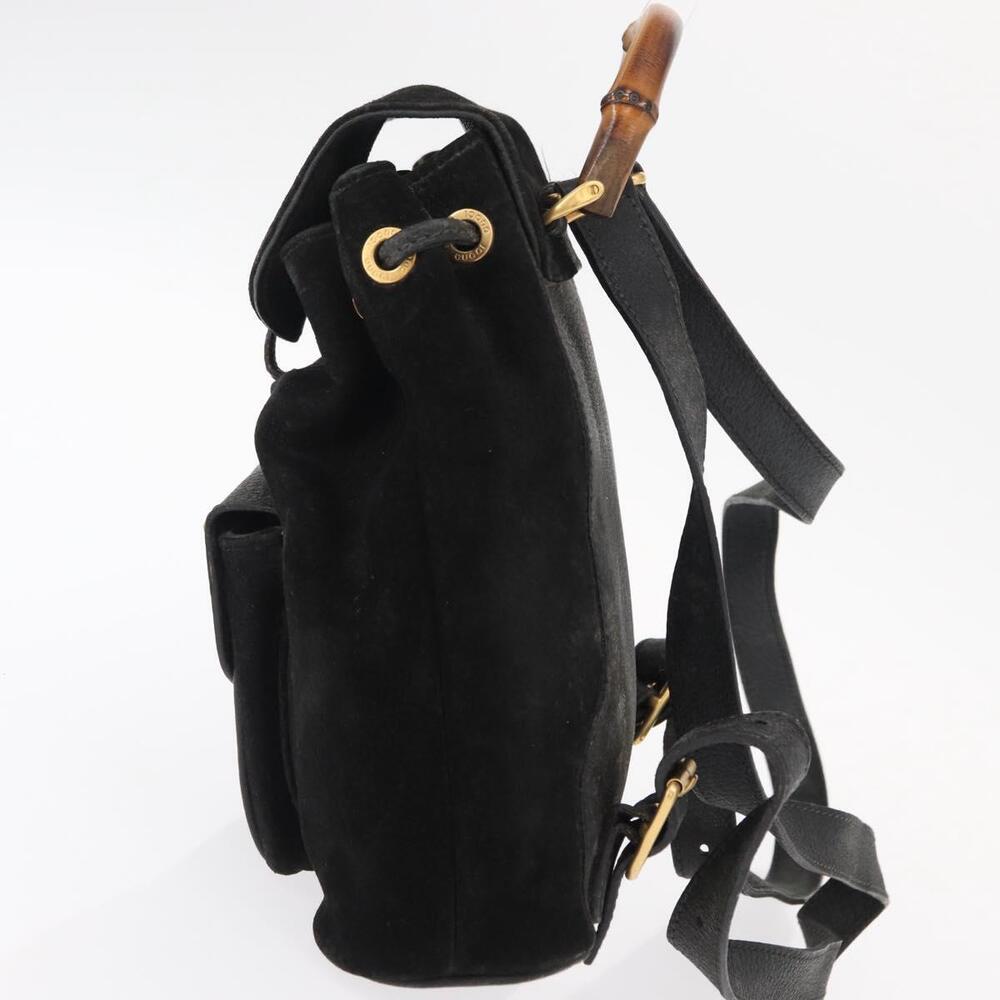 GUCCI Bamboo Backpack Leather Black Gold 003 2058 0030 Auth 156278 - Picture 3 of 16